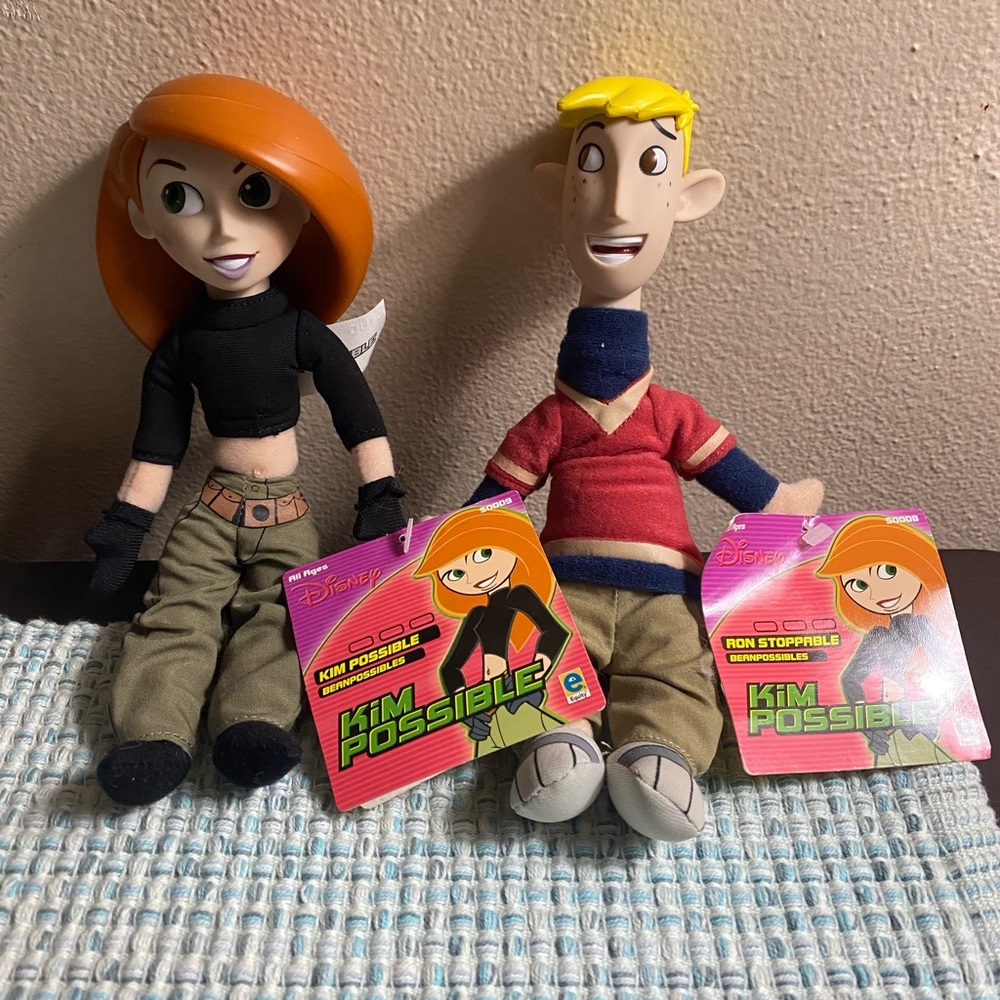 2 Rare Vtg Disney Collector's Plush Action Figures Kim & Ron Possible Excellent